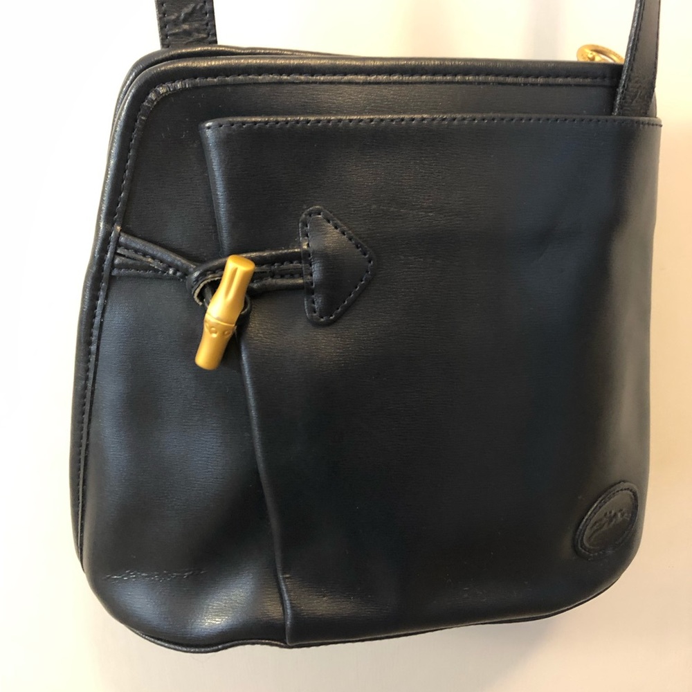 Longchamp Vintage Roseau Navy Leather Crossbody